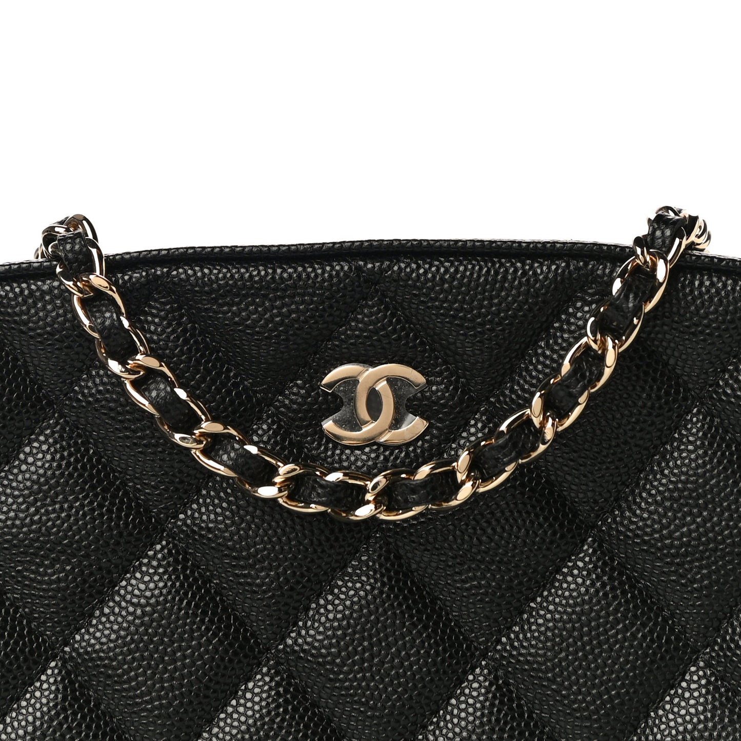 Caviar Quilted Vanity With Chain Black