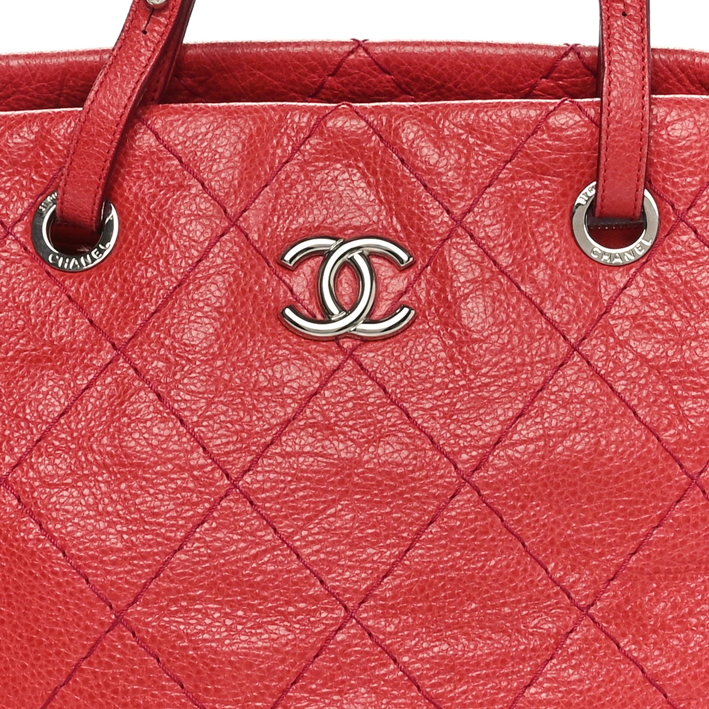 Glazed Calfskin Large On The Road Tote Red