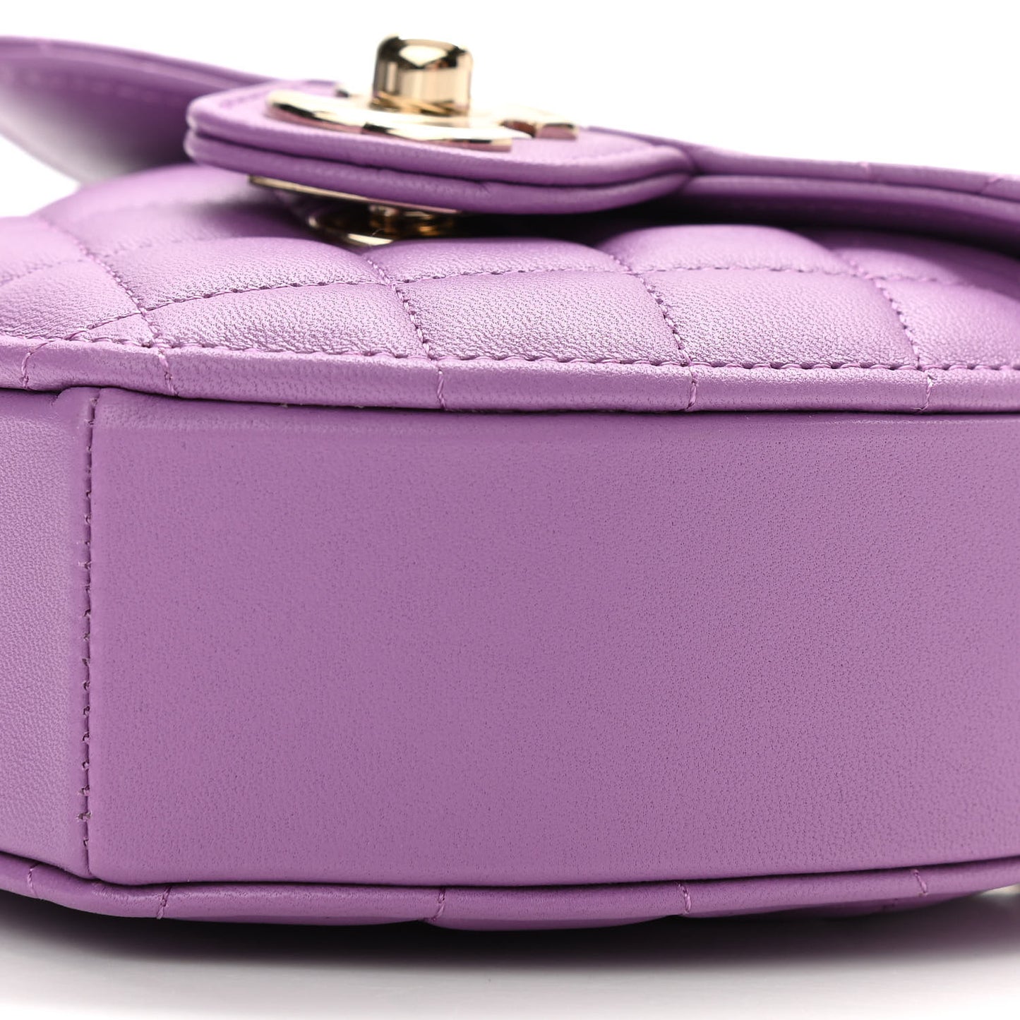 Lambskin Quilted CC In Love Heart Clutch With Chain Purple