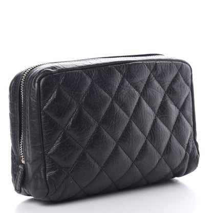 Chanel Aged Calfskin Quilted Cambon Cosmetic Case Black 3 of 8
