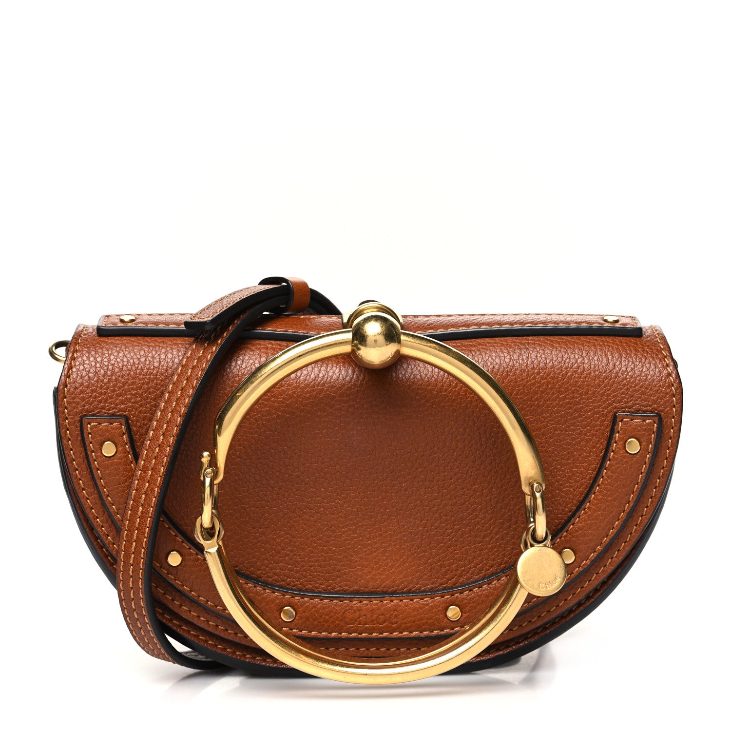 Chloe Calfskin Small Nile Bracelet Minaudiere Bag Caramel 1 of 13