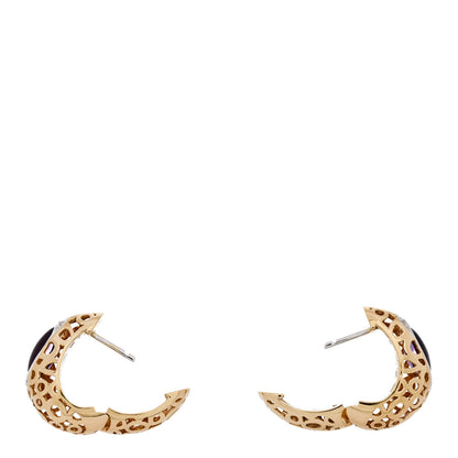 Roberto Coin 18K Yellow White Gold Diamond Amethyst Mauresque Hoop Earrings 3 of 6
