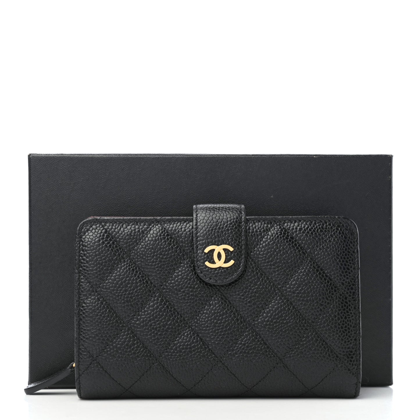 Caviar Quilted Zipped Pocket Wallet Black