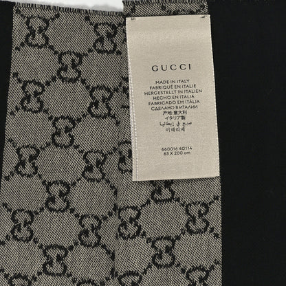 Gucci Cotton GG Monogram Fringe Scarf Grey Black 3 of 4
