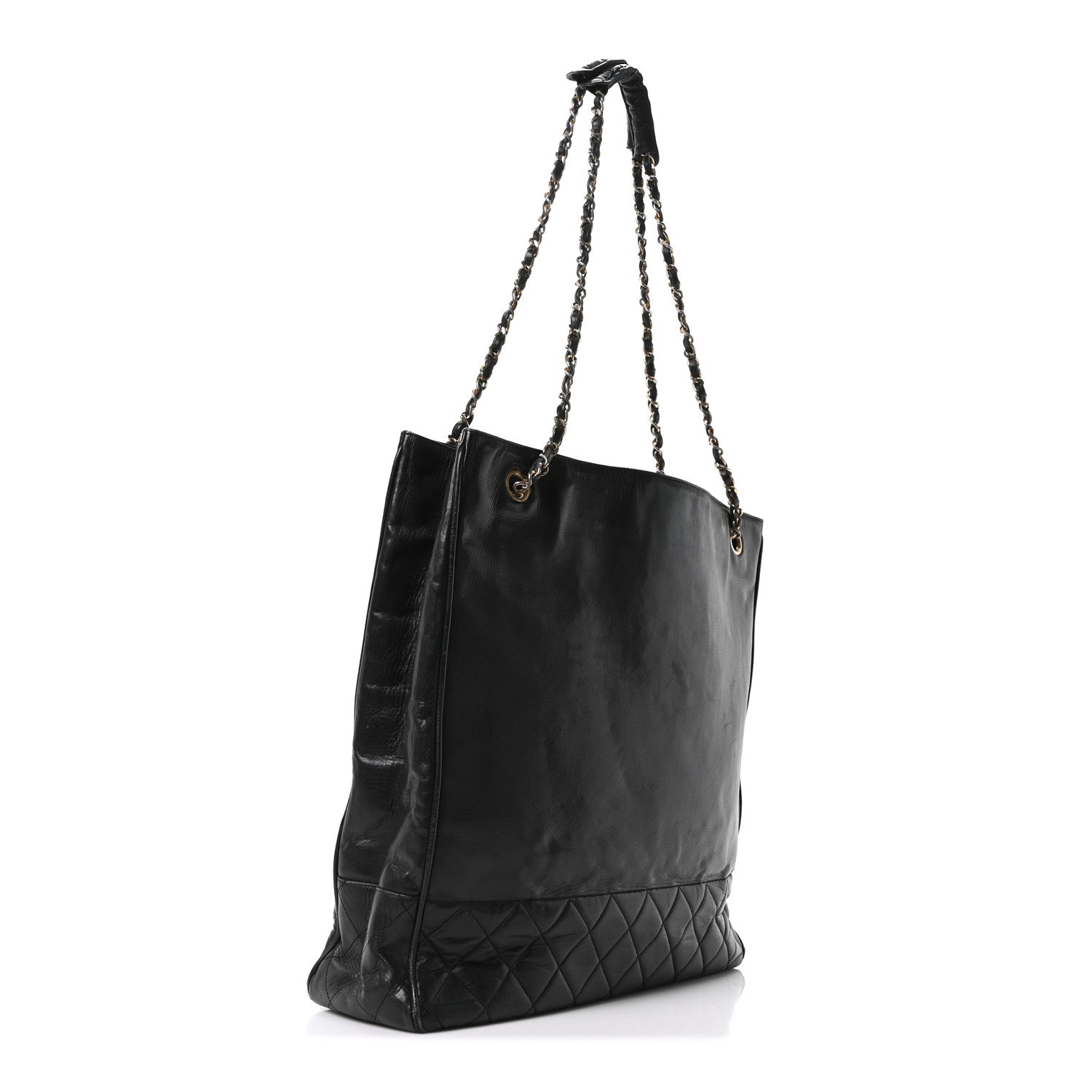 Chanel Lambskin Quilted CC Shopping Tote Black 3 of 11