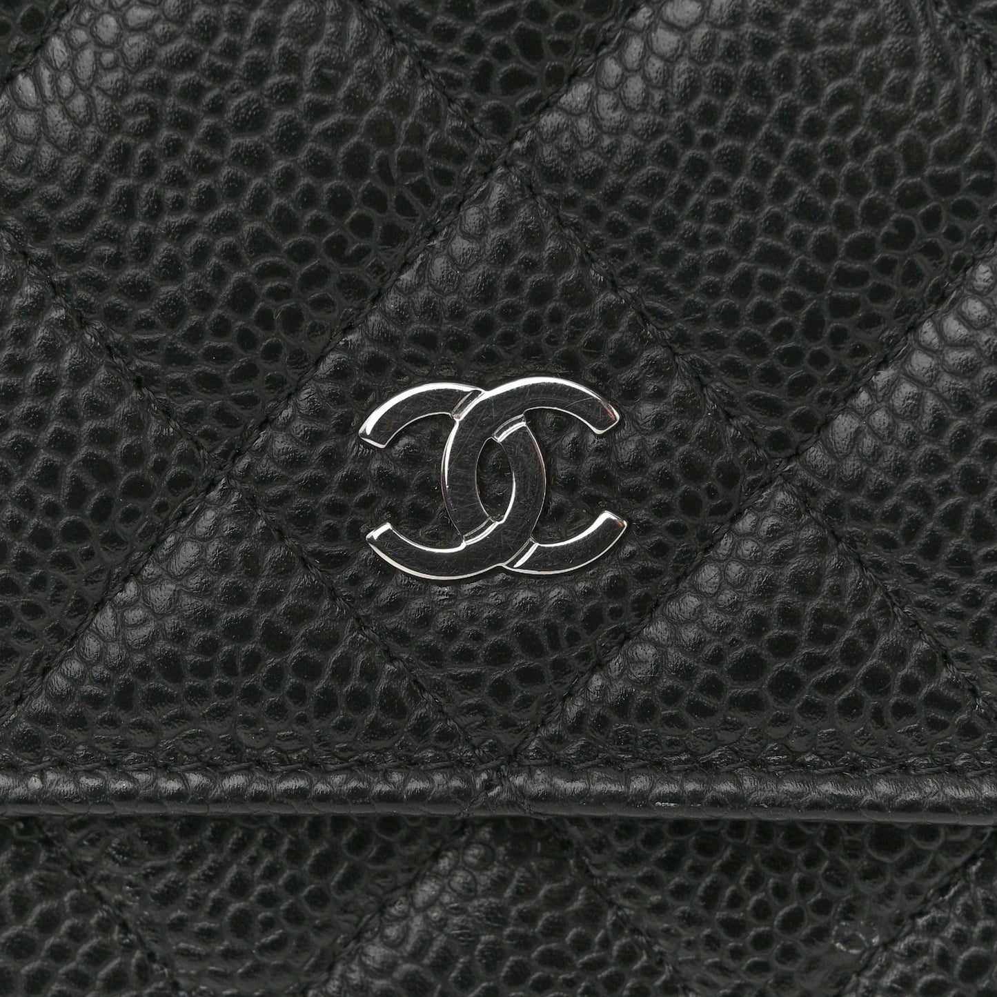 Caviar Quilted Wallet On Chain WOC Black