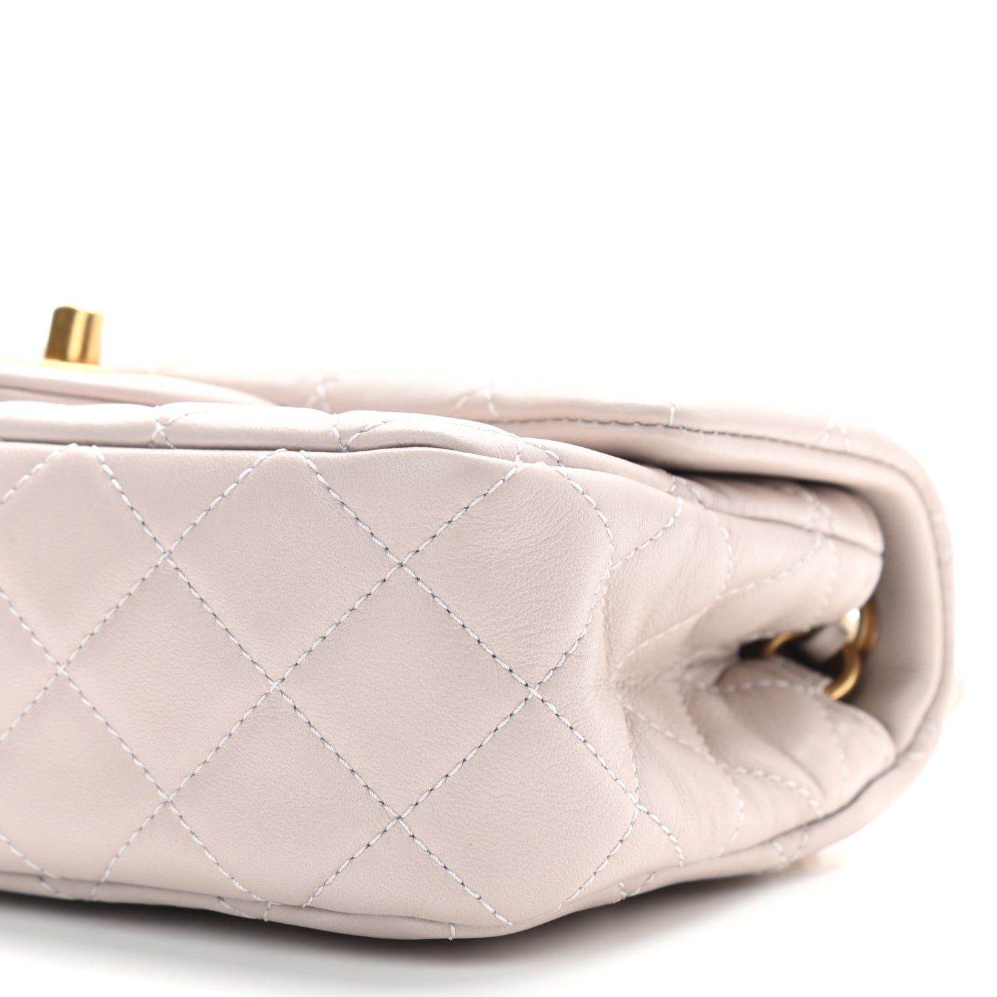 Lambskin Quilted Mini Rectangular Pearl Crush Flap Light Purple