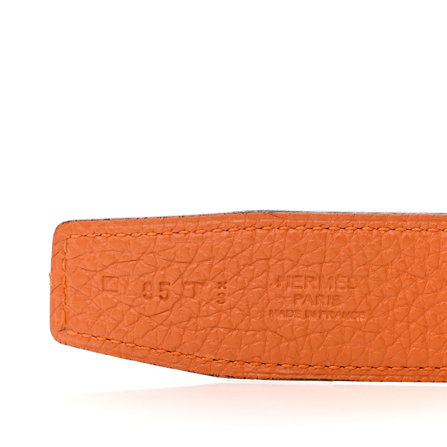 Hermes Togo Box 32mm H Belt 85 34 Orange Chocolate 5 of 17