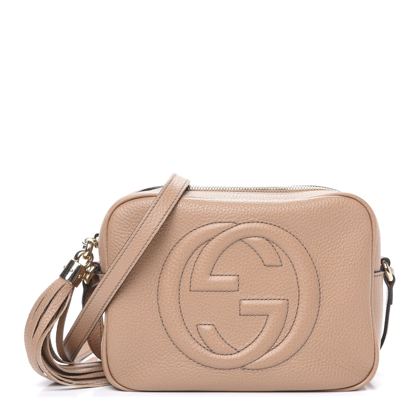 Pebbled Calfskin Small Soho Disco Bag Rose Beige