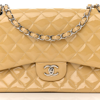Chanel Patent Quilted Jumbo Double Flap Beige 8 of 16