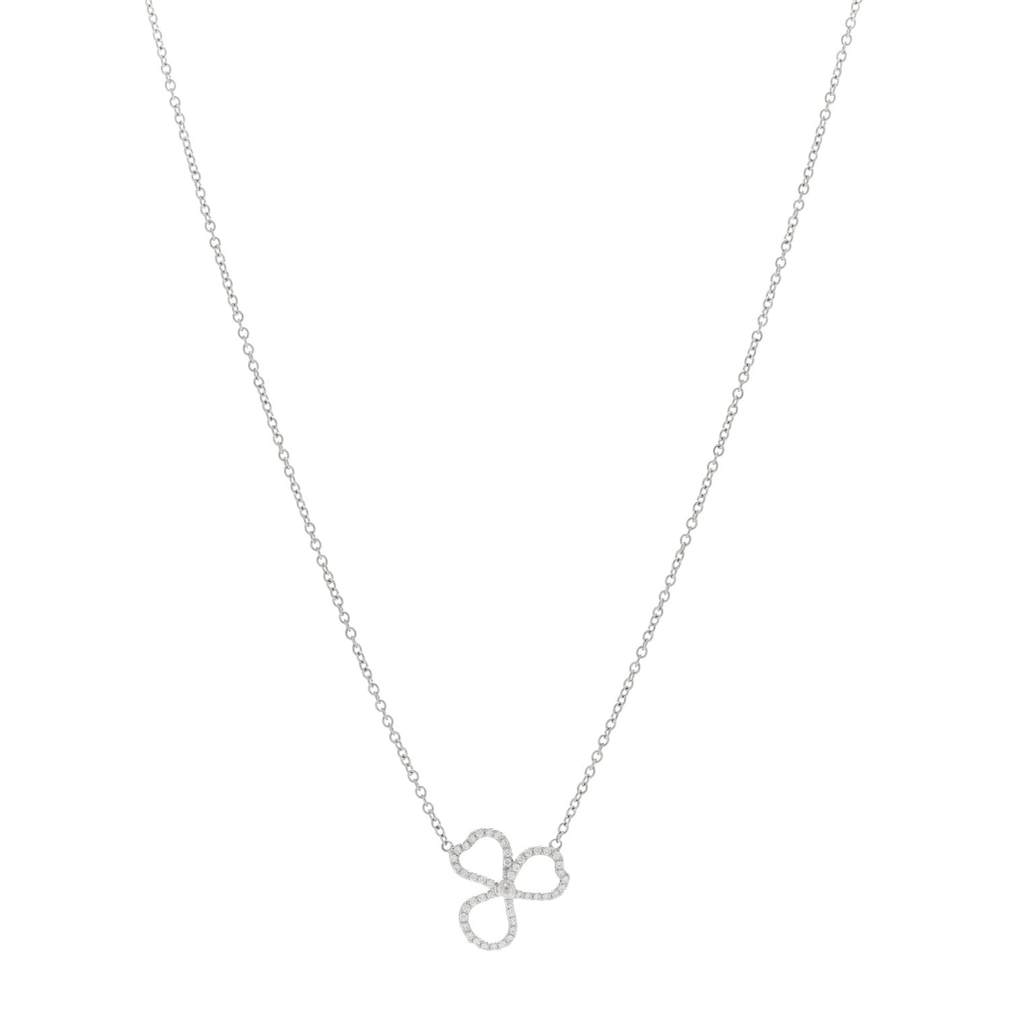 Platinum Diamond Mini Paper Flowers Pendant Necklace