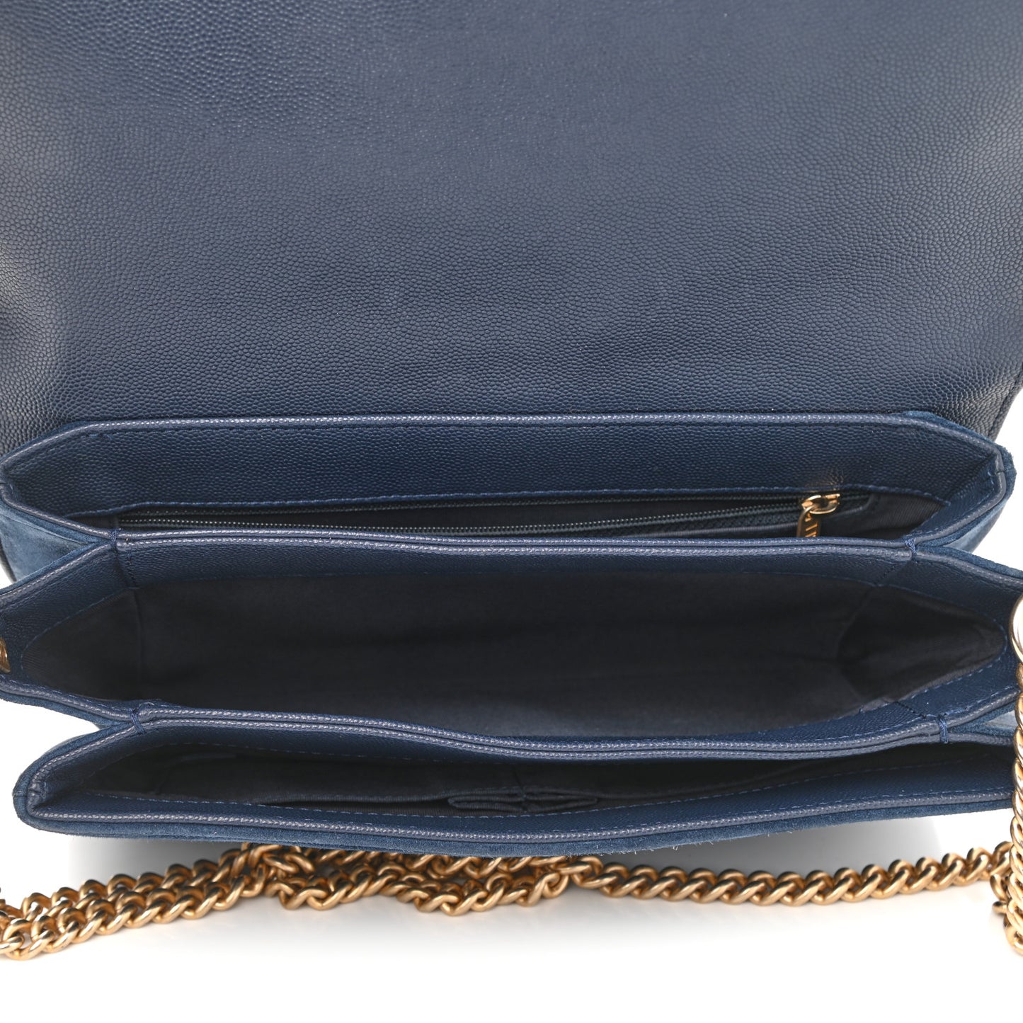 Caviar Suede Stitched Lady Coco Flap Navy