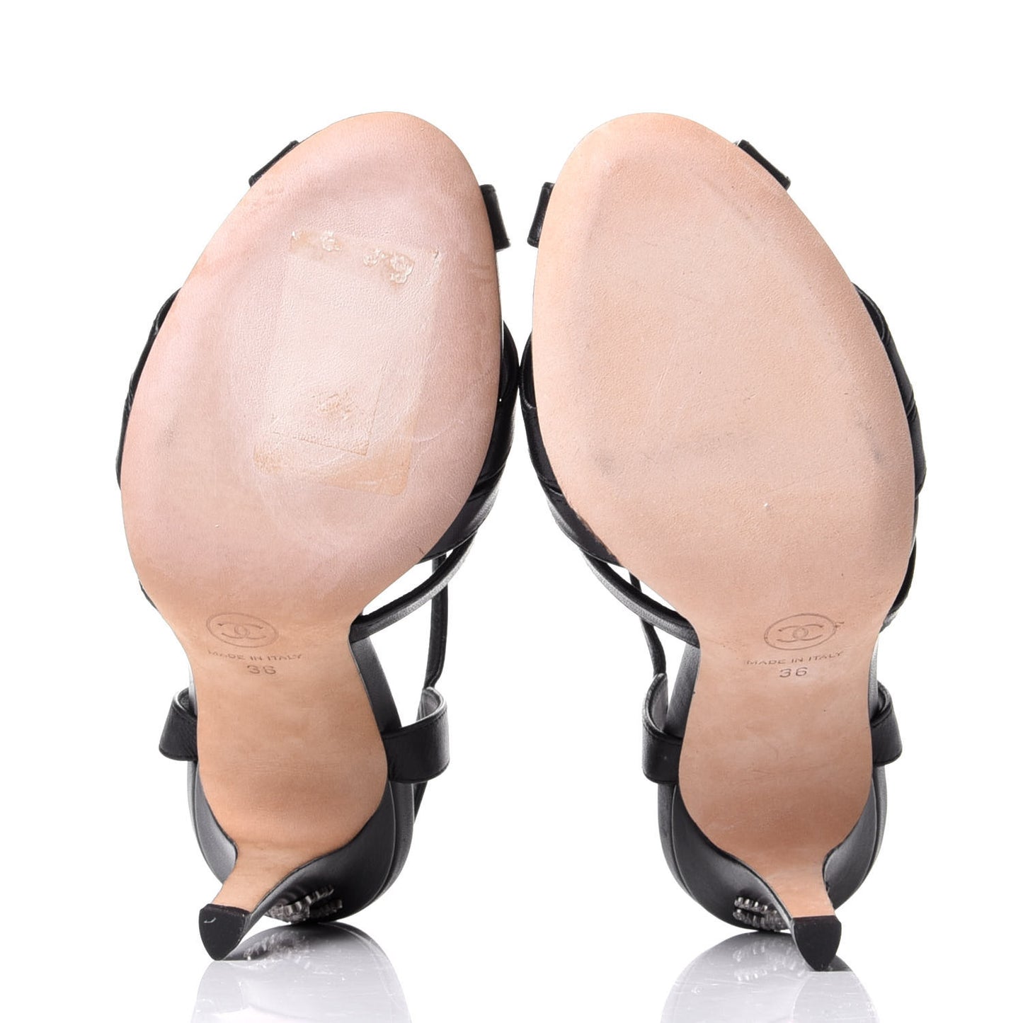 Lambskin CC Moonlight Strappy Sandals 36 Black