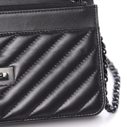 Chanel Aged Calfskin Chevron Quilted Reissue Wallet On Chain WOC So Black 13 of 14
