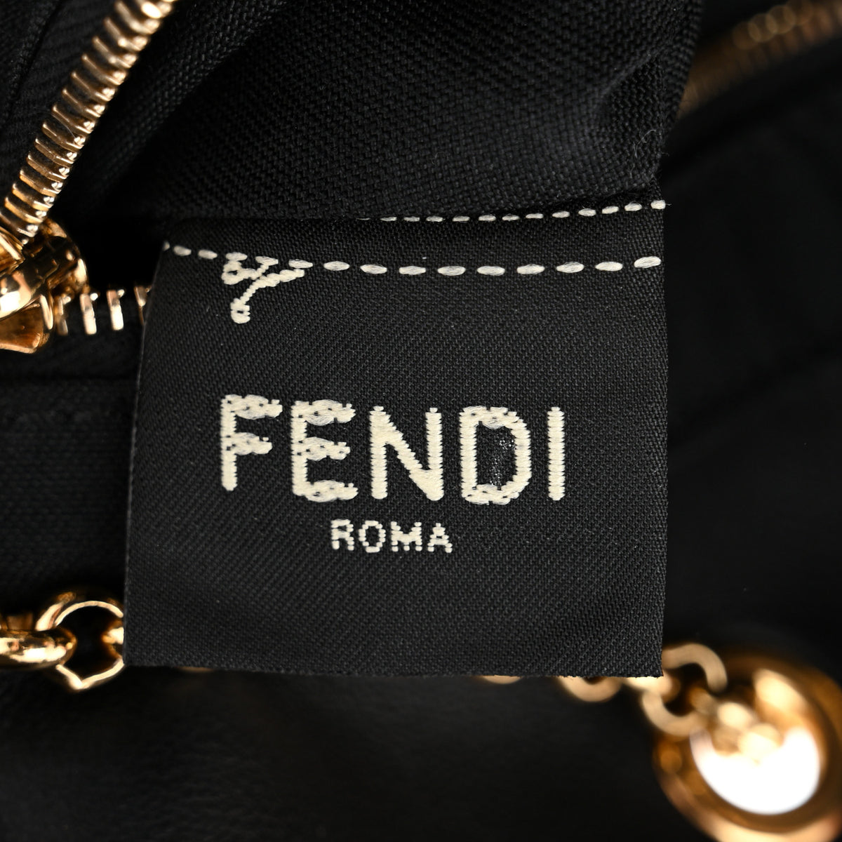 Fendi Vitello Grace King Karligraphy Chain Bucket Bag  Black Bisquit 6 of 15