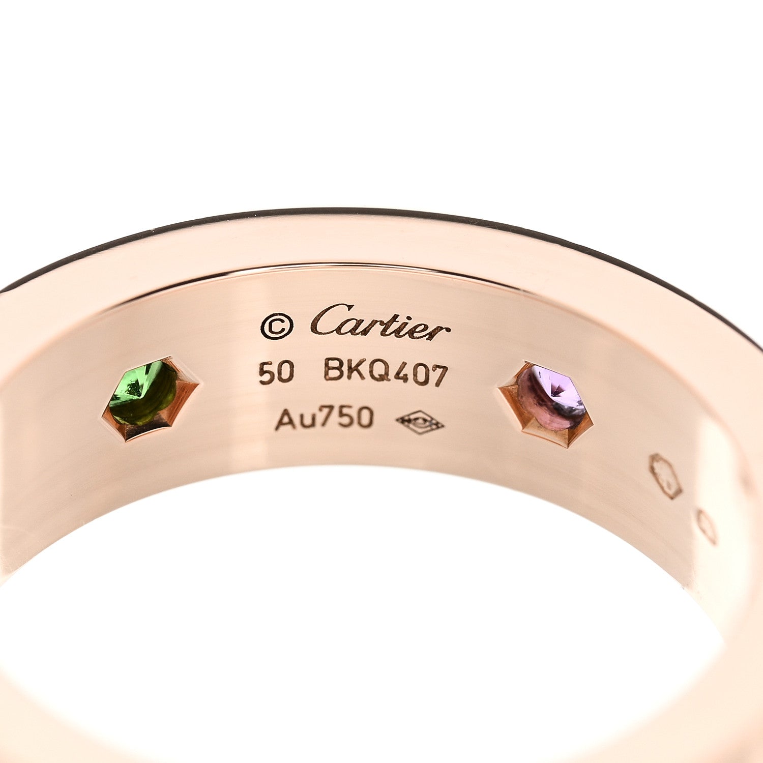 Cartier 18K Pink Gold Sapphire Garnet Amethyst 5.5mm LOVE Ring 50 5.25 4 of 5