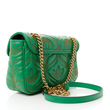 Gucci X Adidas Calfskin Matelasse Small GG Marmont Shoulder Bag Green 3 of 11