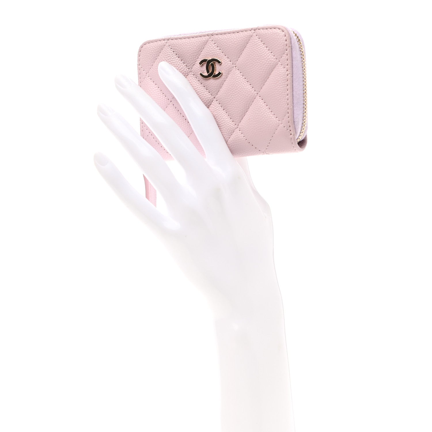 Chanel Caviar Quilted Zip Coin Purse Light Pink 2 of 8