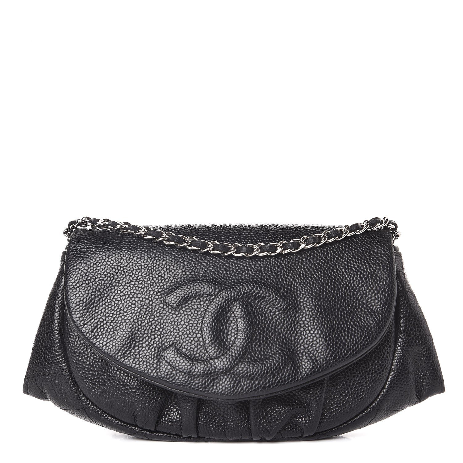 Chanel Caviar Half Moon Wallet On Chain WOC Black 1 of 9