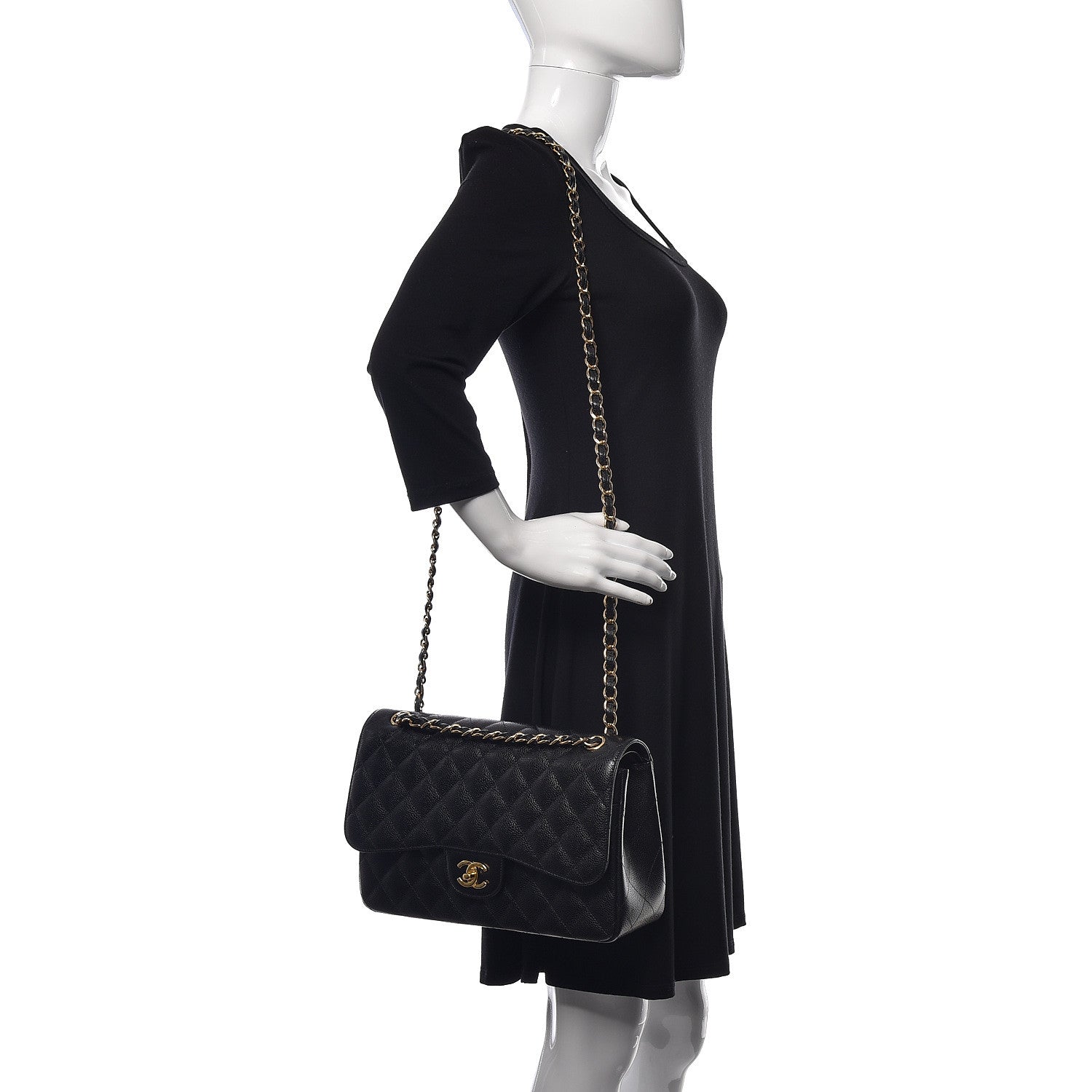 Chanel Caviar Quilted Jumbo Double Flap Black 2 of 11