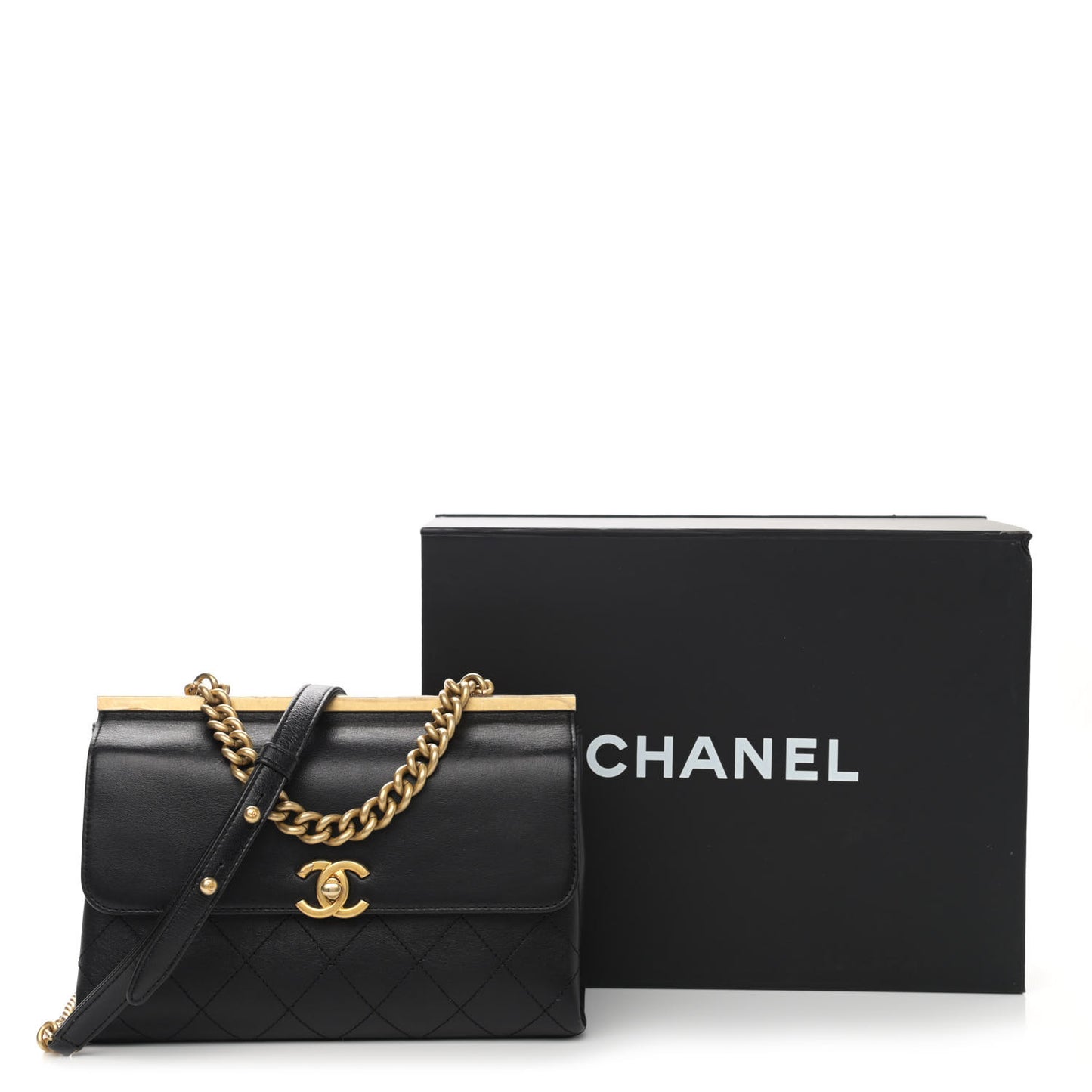 Lambskin Stitched Coco Luxe Small Flap Black