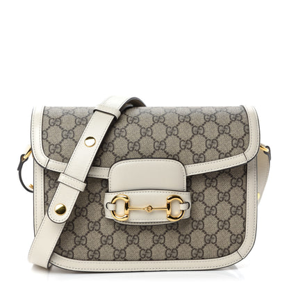 Gucci GG Supreme Monogram Horsebit 1955 Shoulder Bag Beige Mystic White 1 of 12
