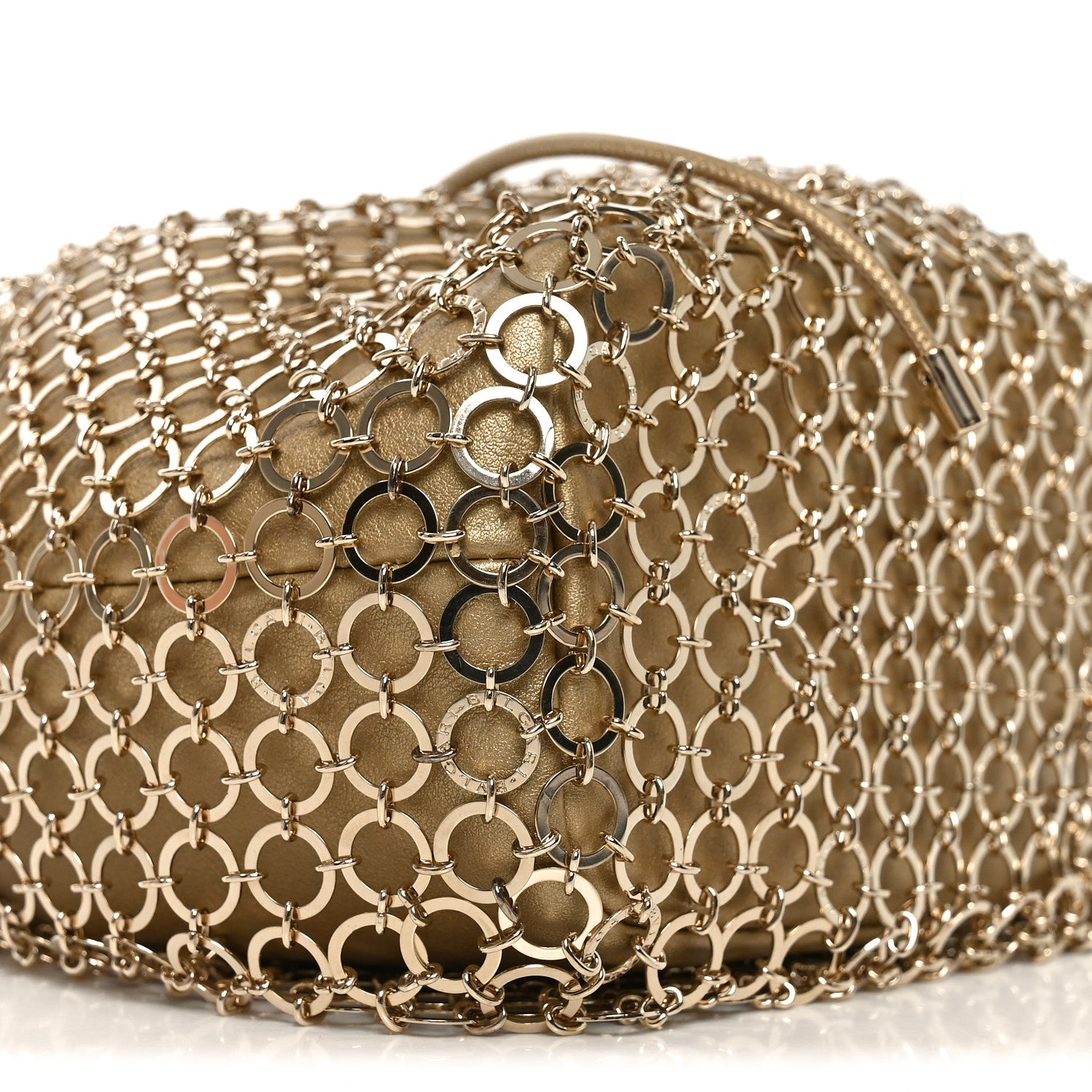 Bulgari Metallic Calfskin Mesh Long Chain Bucket Bag Gold 7 of 8