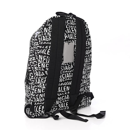 Balenciaga Nylon Wave Logo Printed Wheel Backpack Black White 2 of 10