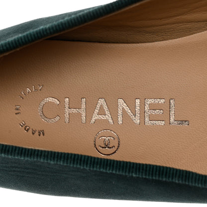 Chanel Suede Cap Toe CC Ballerina Flats 35.5 Turquoise 7 of 12