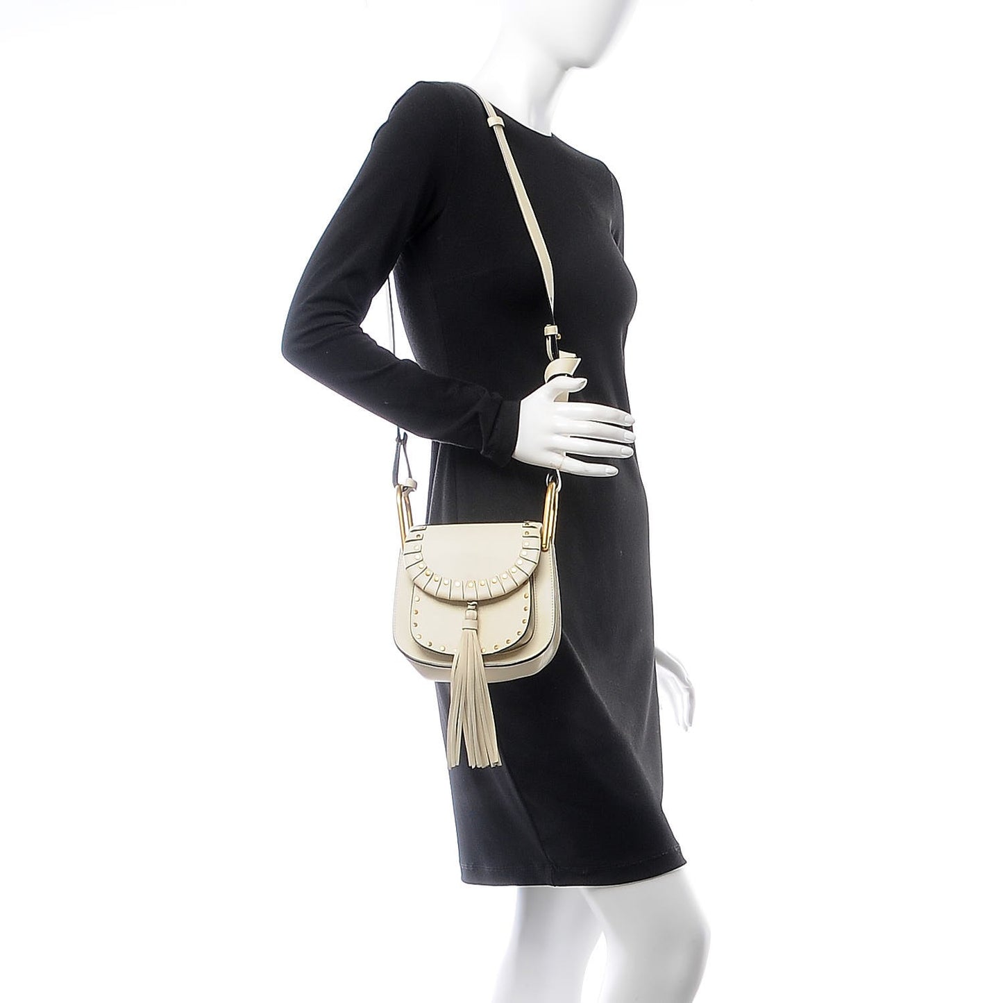 Calfskin Studded Mini Hudson Shoulder Bag Abstract White
