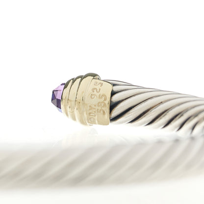 David Yurman Sterling Silver 14K Yellow Gold Amethyst 5mm Cable Classics Petite Color Bracelet 4 of 4