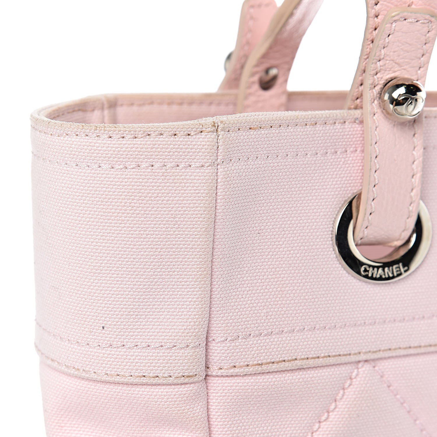 Chanel Coated Canvas Quilted Small Paris Biarritz Tote Pink 23 of 25