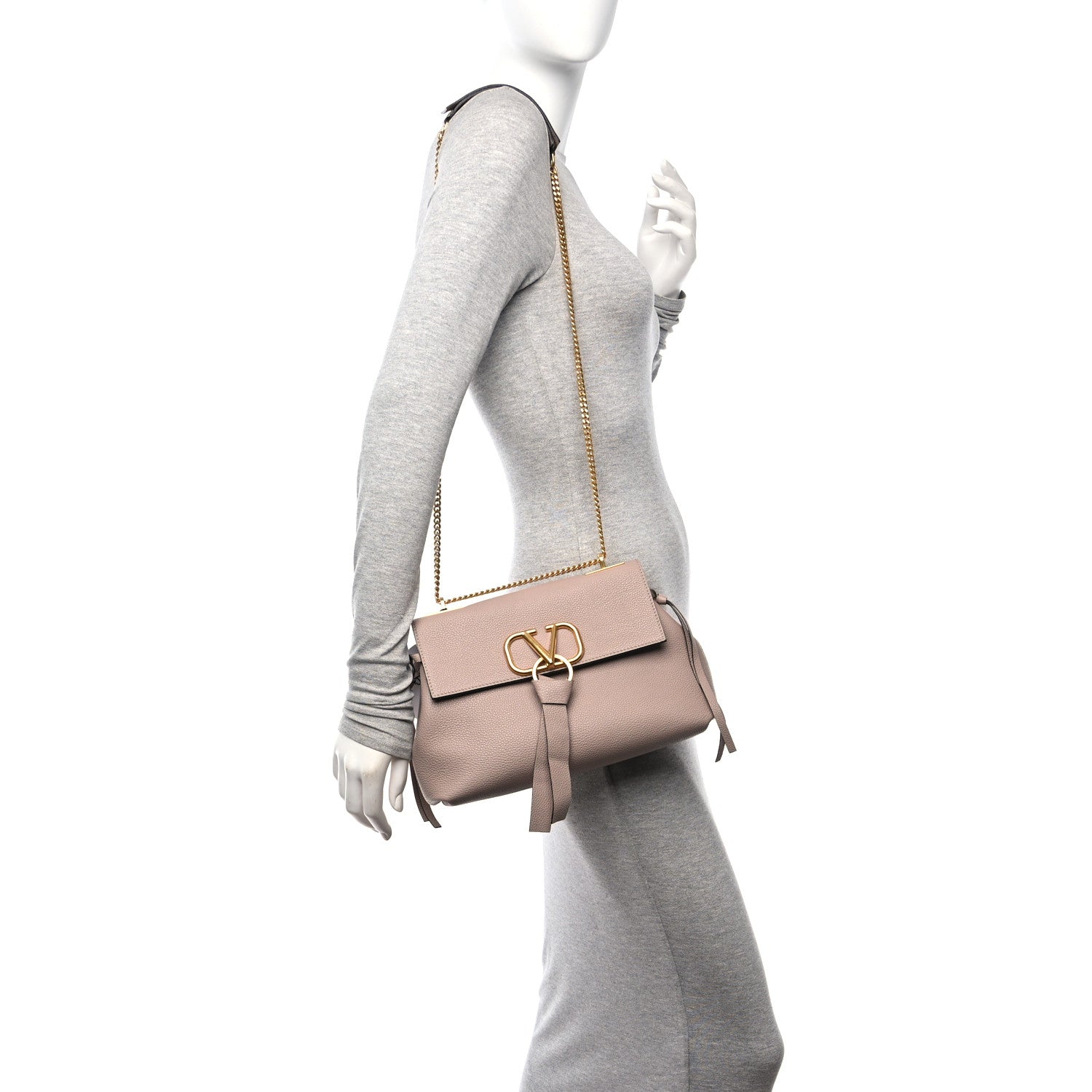 Valentino Garavani Buffalo Small VRing Chain Shoulder Bag Poudre 2 of 10