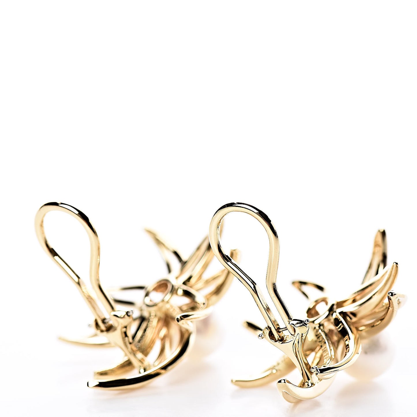 18K Yellow Gold Pearl 7mm Fireworks Clip On Earrings