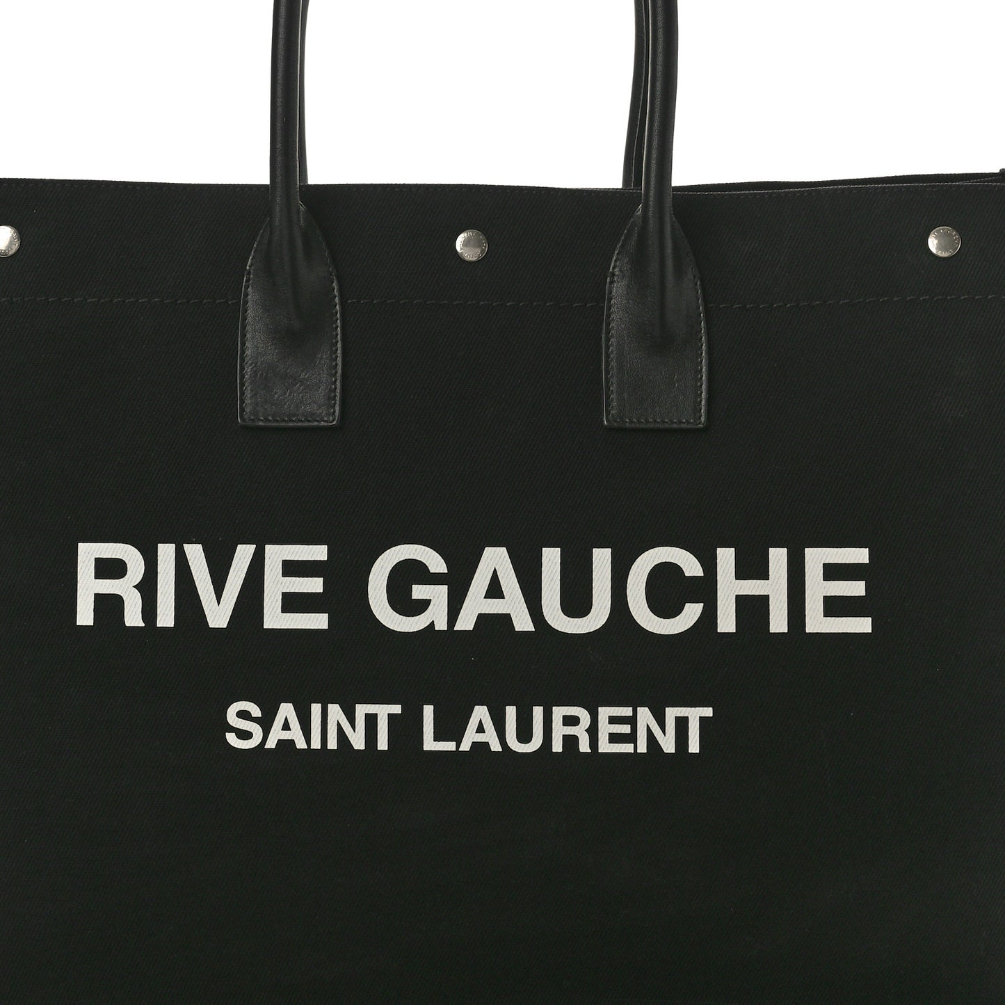 Linen Calfskin Rive Gauche Tote Black