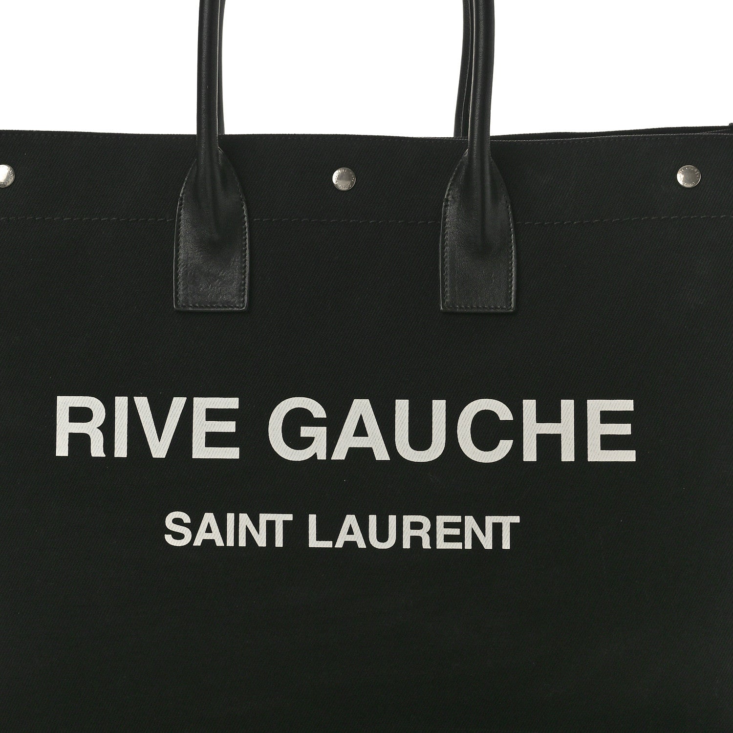 Saint Laurent Linen Calfskin Rive Gauche Tote Black 7 of 9