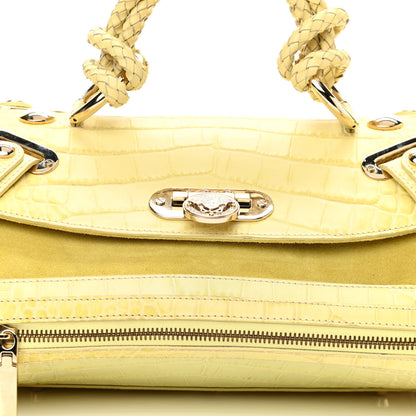 Versace Calfskin Crocodile Embossed Canyon Bag Yellow 11 of 12