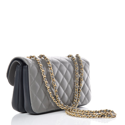 Chanel Lambskin Quilted Small Enamel CC Flap Grey Dark Navy 4 of 15