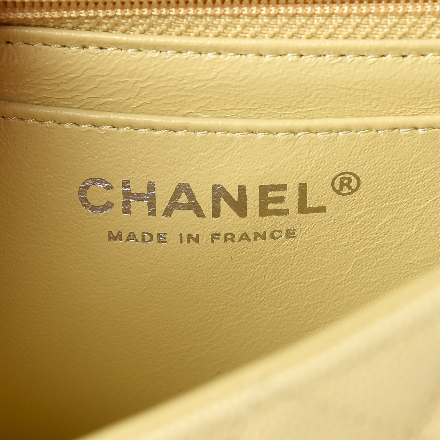 Caviar Quilted Mini Rectangular Flap Light Yellow