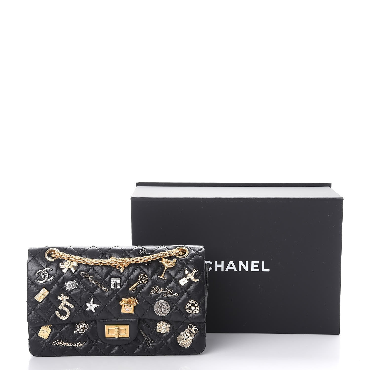 Chanel Aged Calfskin Lucky Charms 2.55 Reissue 225 Flap Black 11 of 11