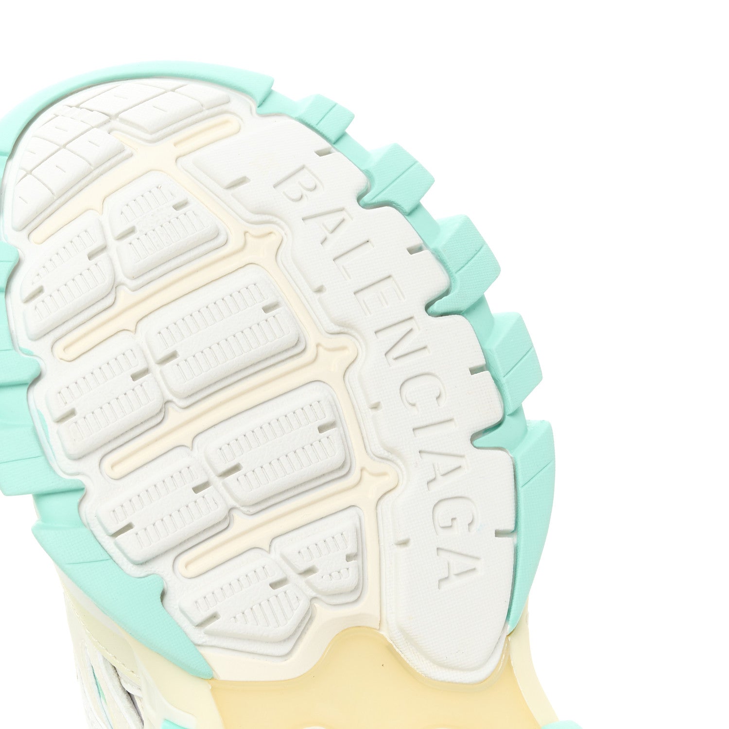 Balenciaga Rubber Mesh Tri-Color Womens Track.2 Open Sneakers 37 Mint Light Beige Grey 6 of 9