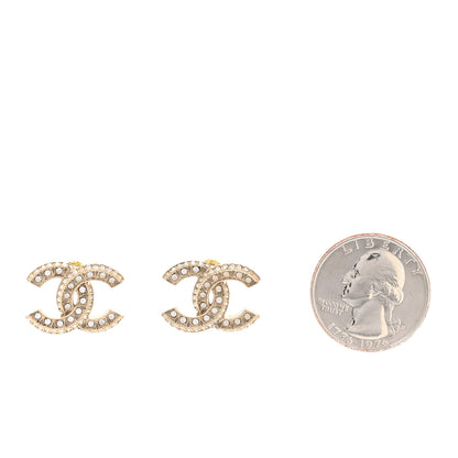 Chanel Crystal Timeless CC Earrings Light Gold 2 of 5