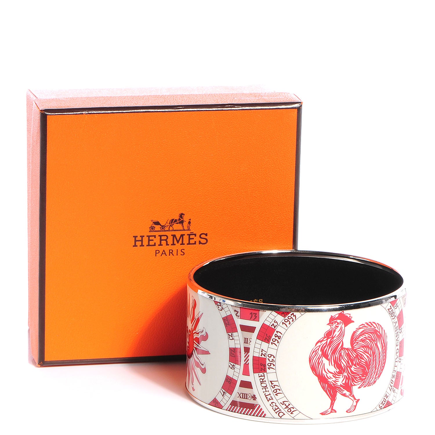 Hermes Enamel Printed Zodiac Extra Wide Bracelet 70 Red 6 of 6
