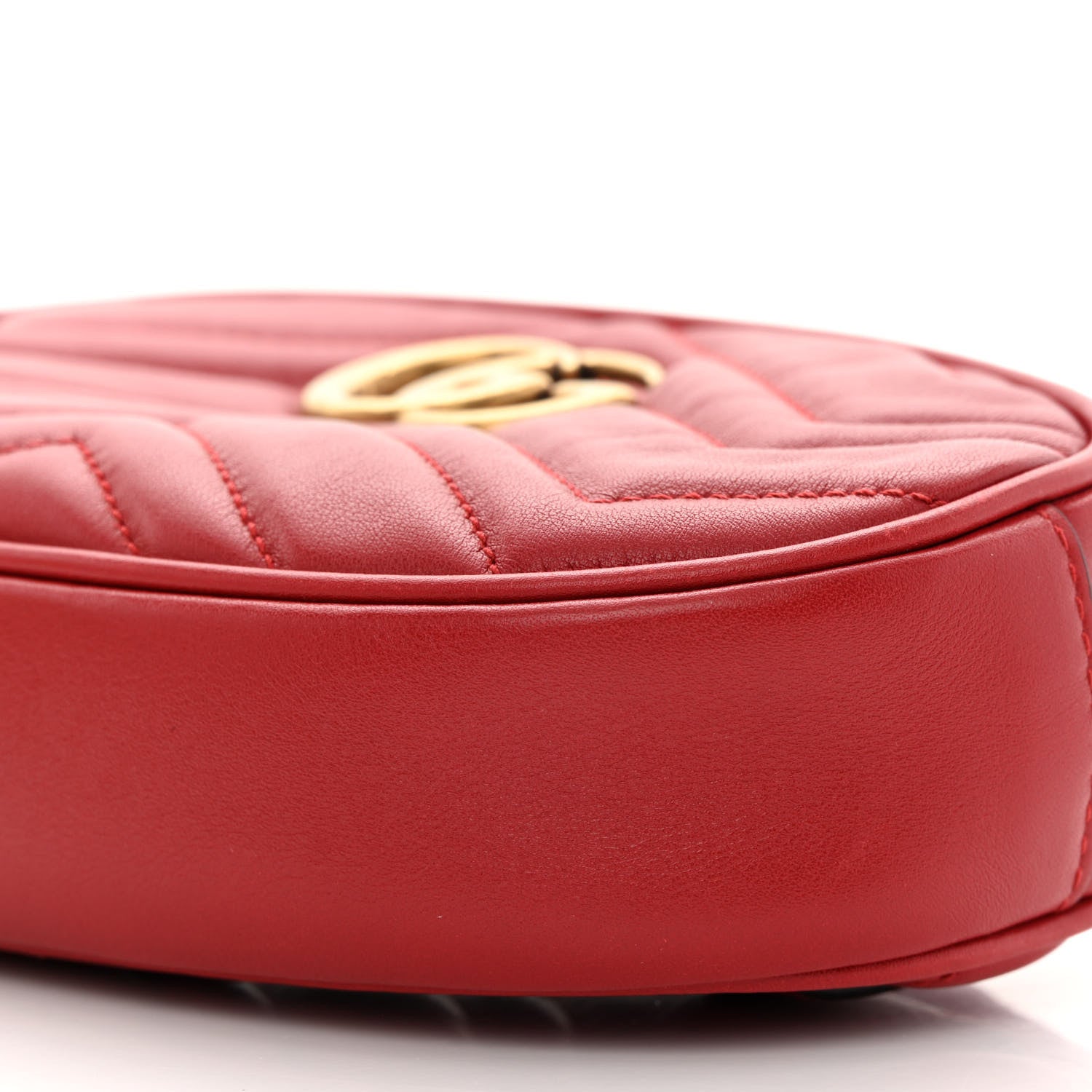 Gucci Calfskin Matelasse GG Marmont Belt Bag 85 34 Hibiscus Red 9 of 12