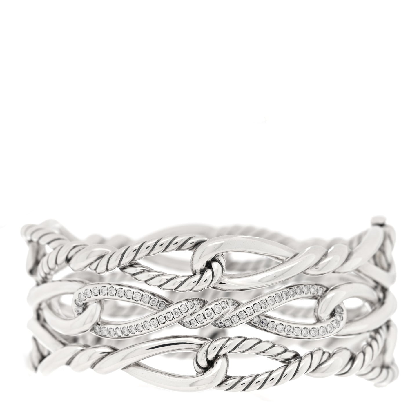 Sterling Silver Diamond Continuance Multi Row Pave Bracelet