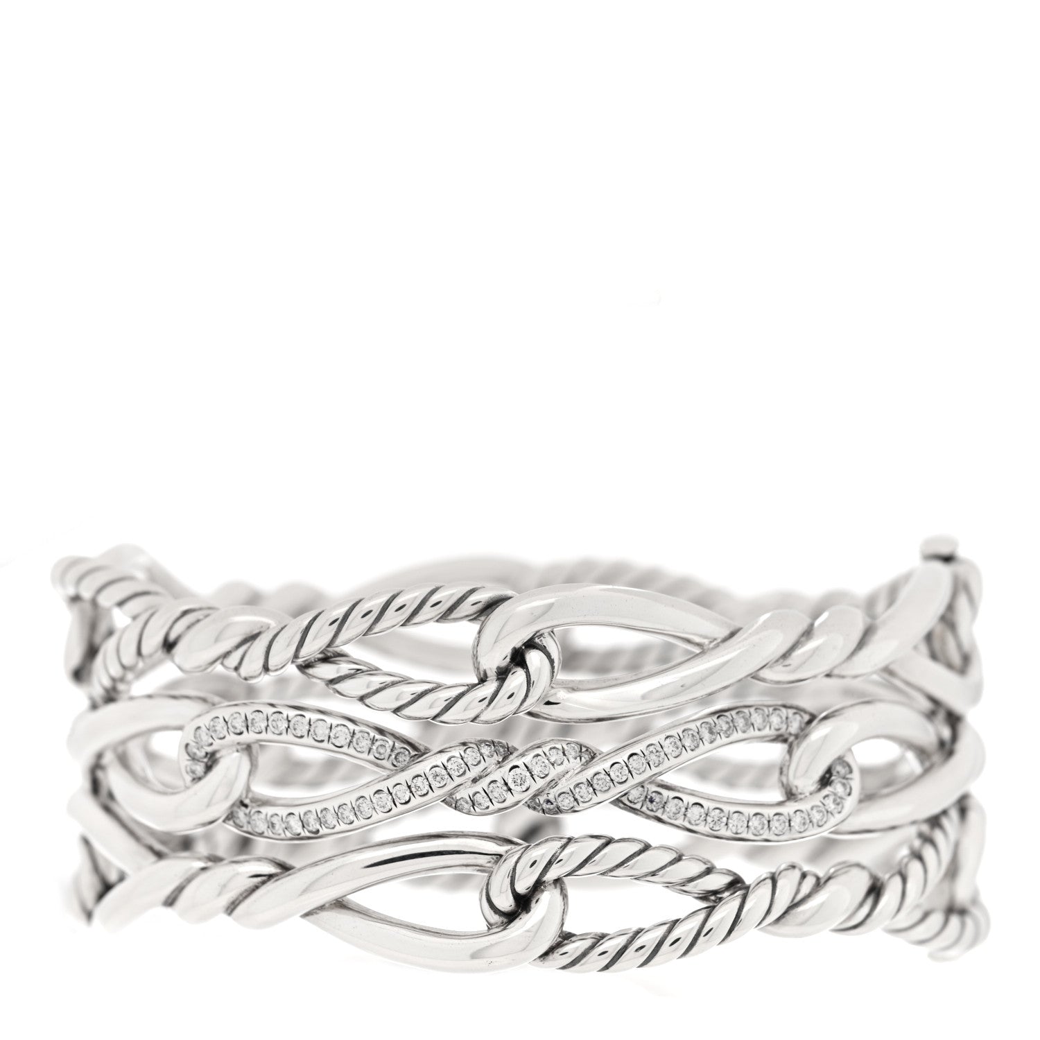 David Yurman Sterling Silver Diamond Continuance Multi Row Pave Bracelet 1 of 3