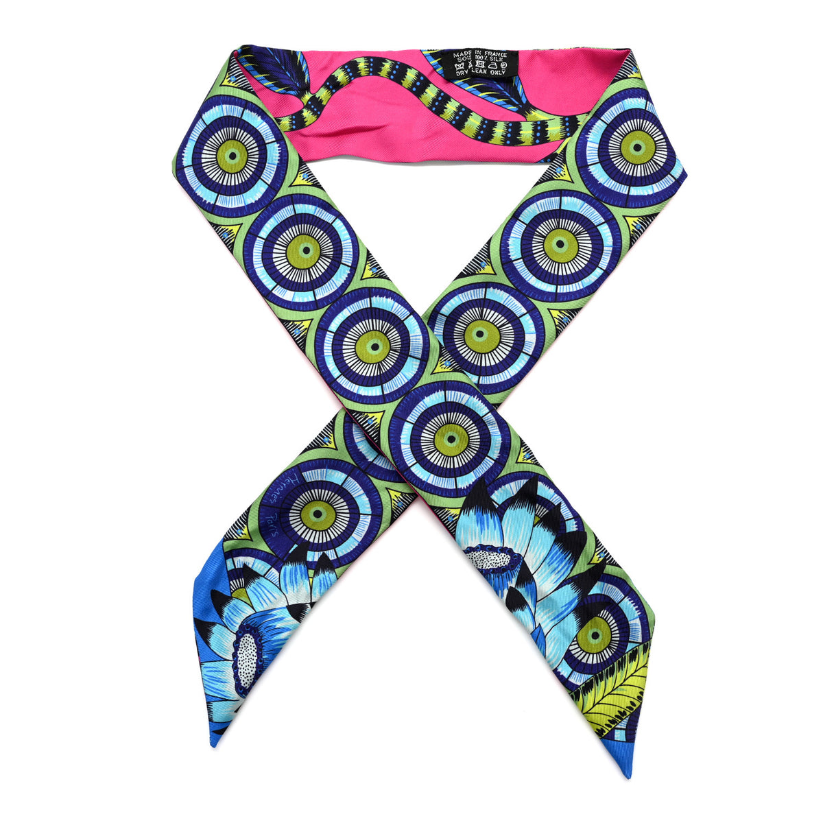Hermes Silk The Savana Dance Twilly Rose Indien Indigo Vert 1 of 5