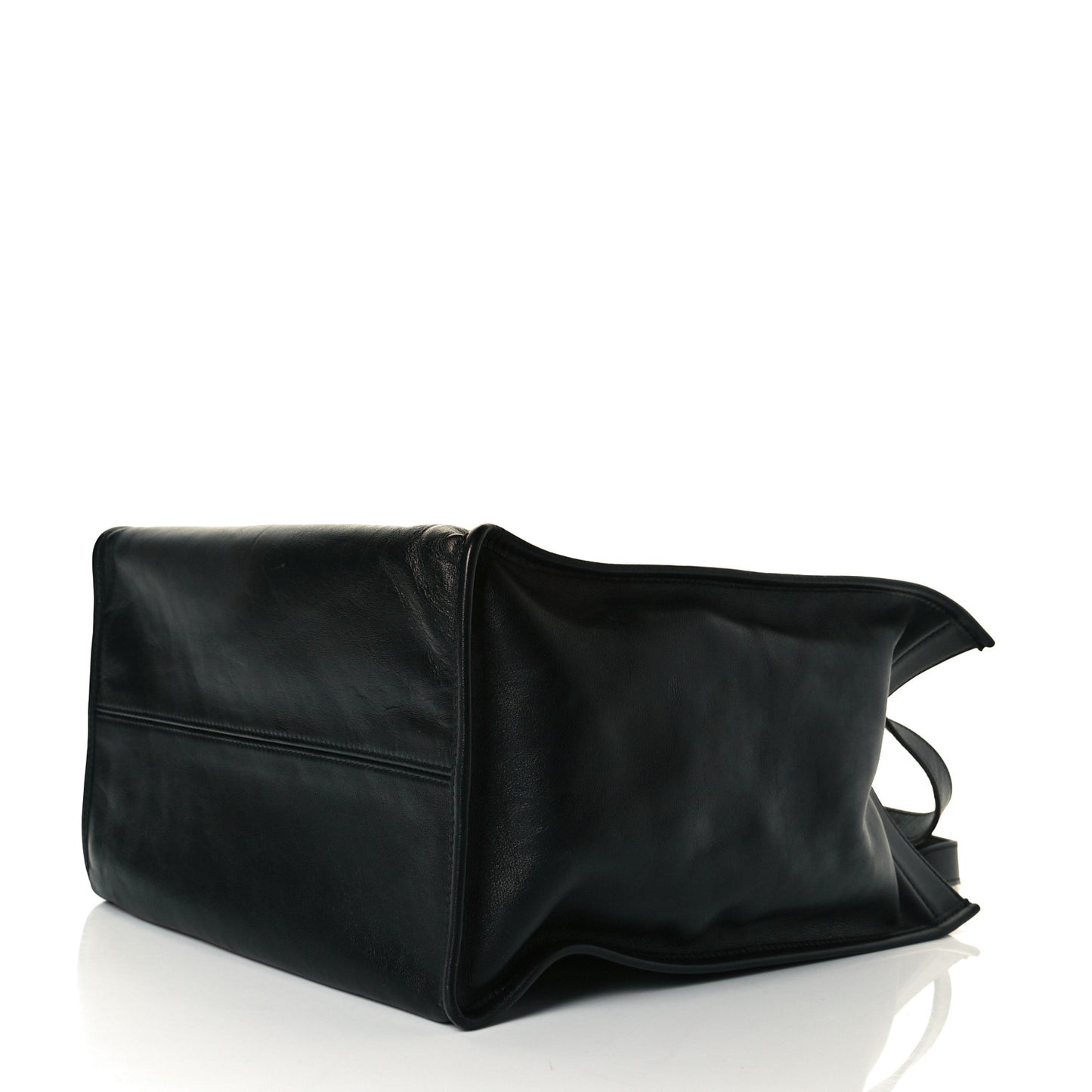 Calfskin Printed Logo Small Market Shopper Tote Black