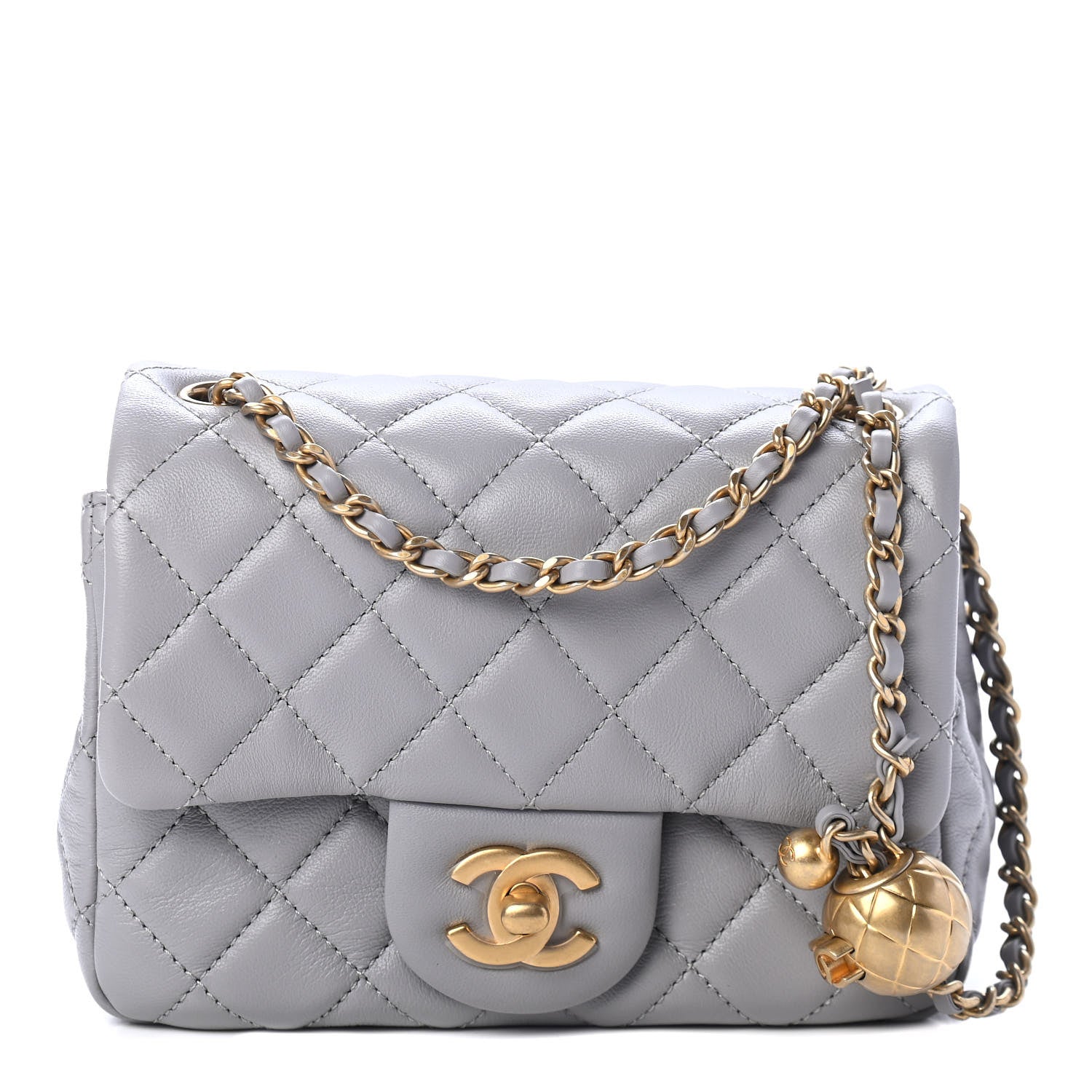 Chanel Lambskin Quilted Mini Pearl Crush Flap Light Grey 1 of 4