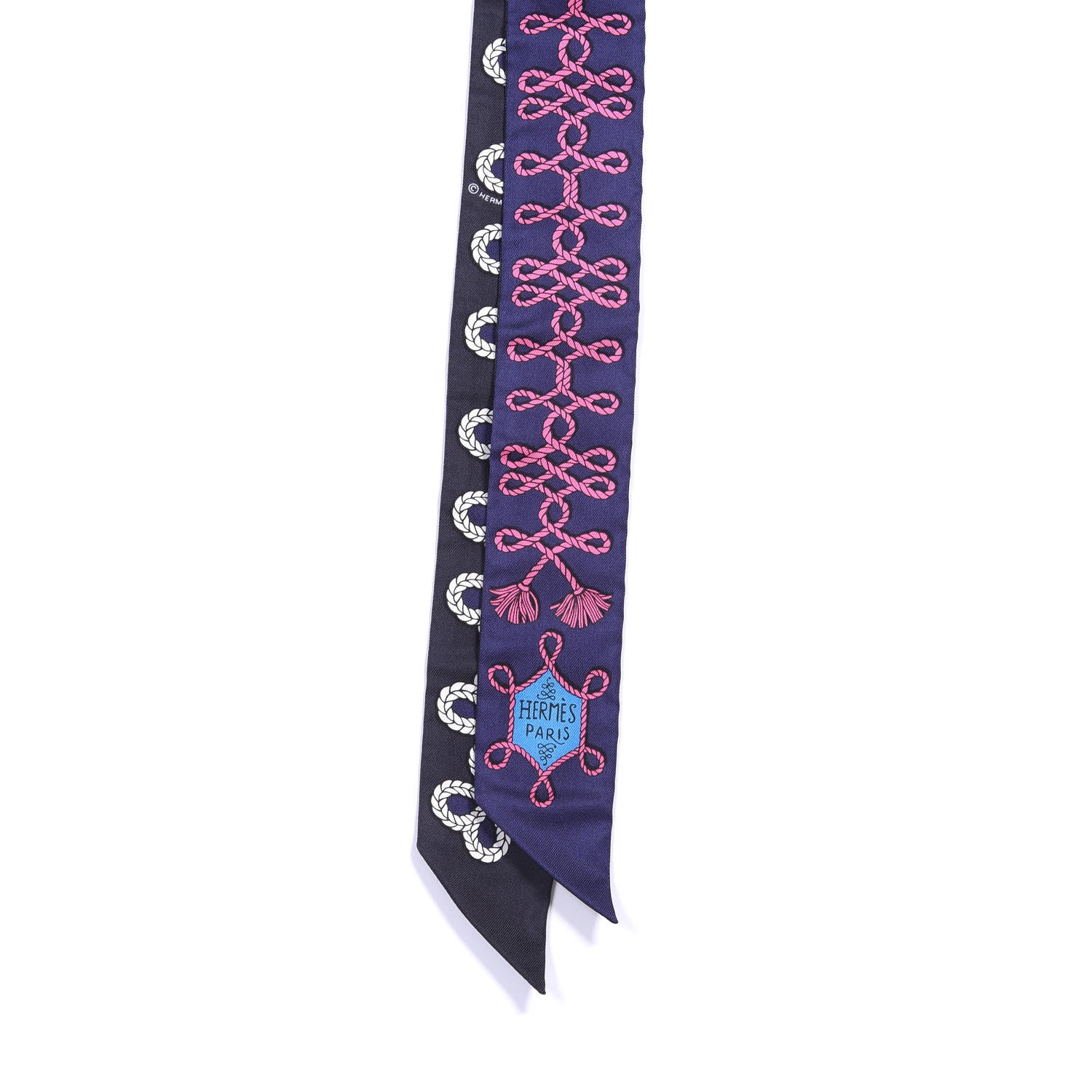 Hermes Silk Galons Et Brandebourg Twilly Indigo Rouge Vif Marine 2 of 4